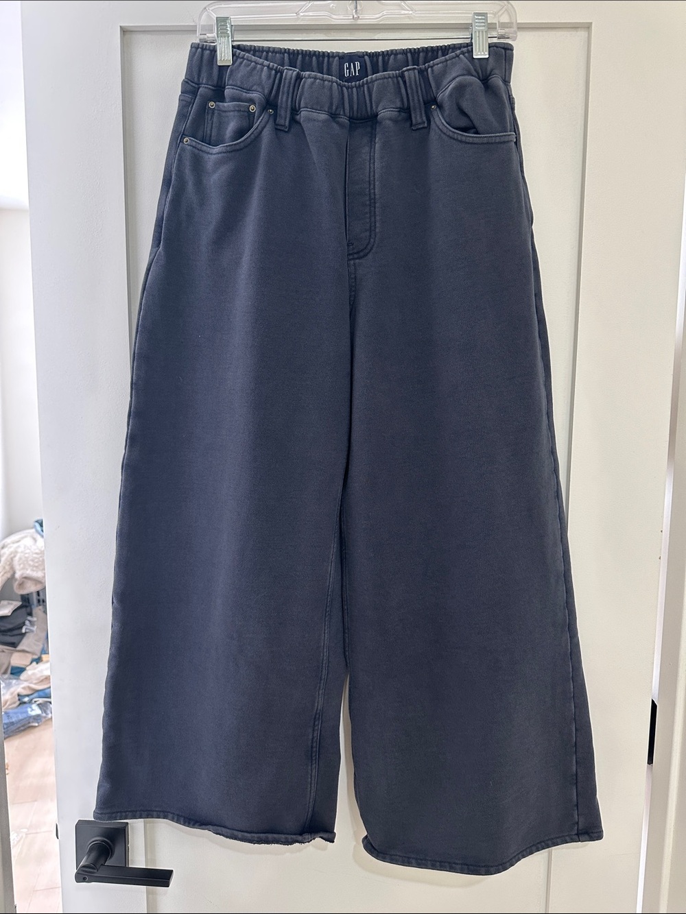 GAP Wide-Leg Knit Sweatpants - Charcoal Gray